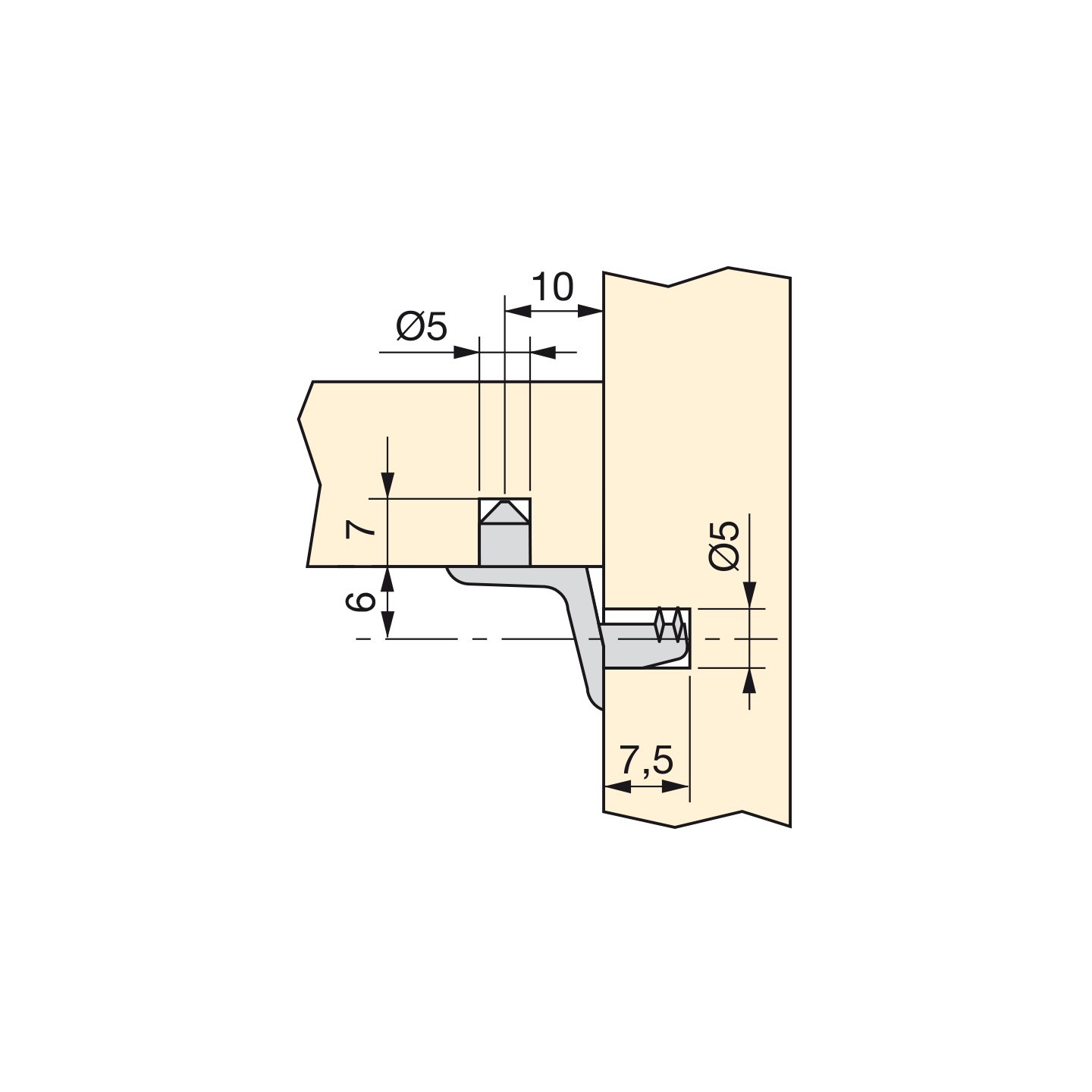 Reggipiano ad angolo con 2 perni