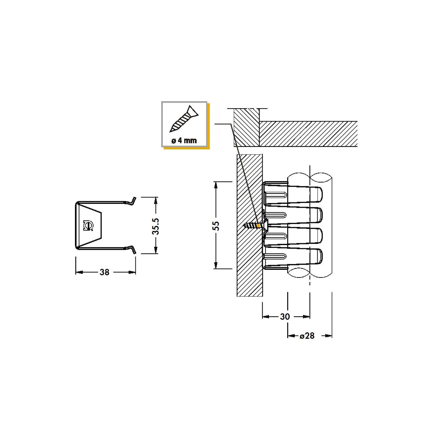 Gancio zoccolo legno