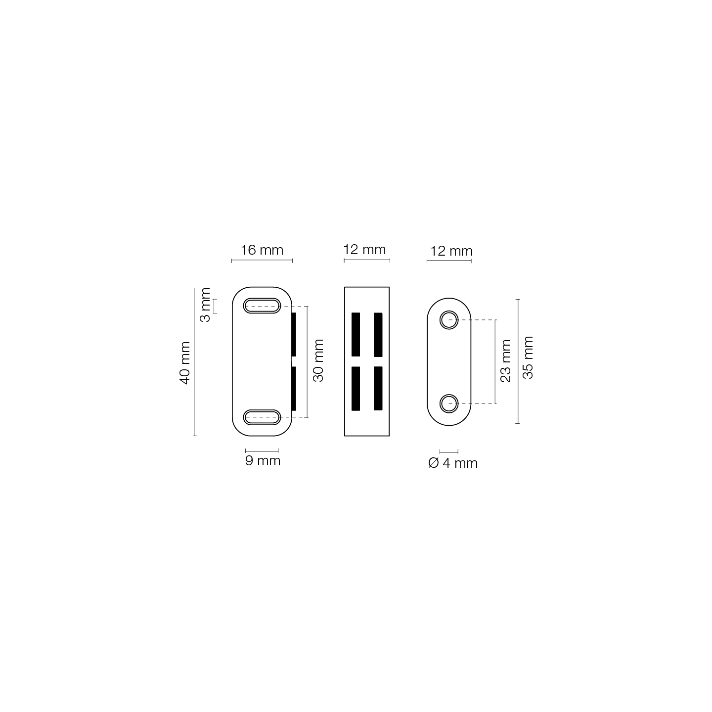 CHIUSURA MAGN.RETT. 4KG MARR. 40X16X12