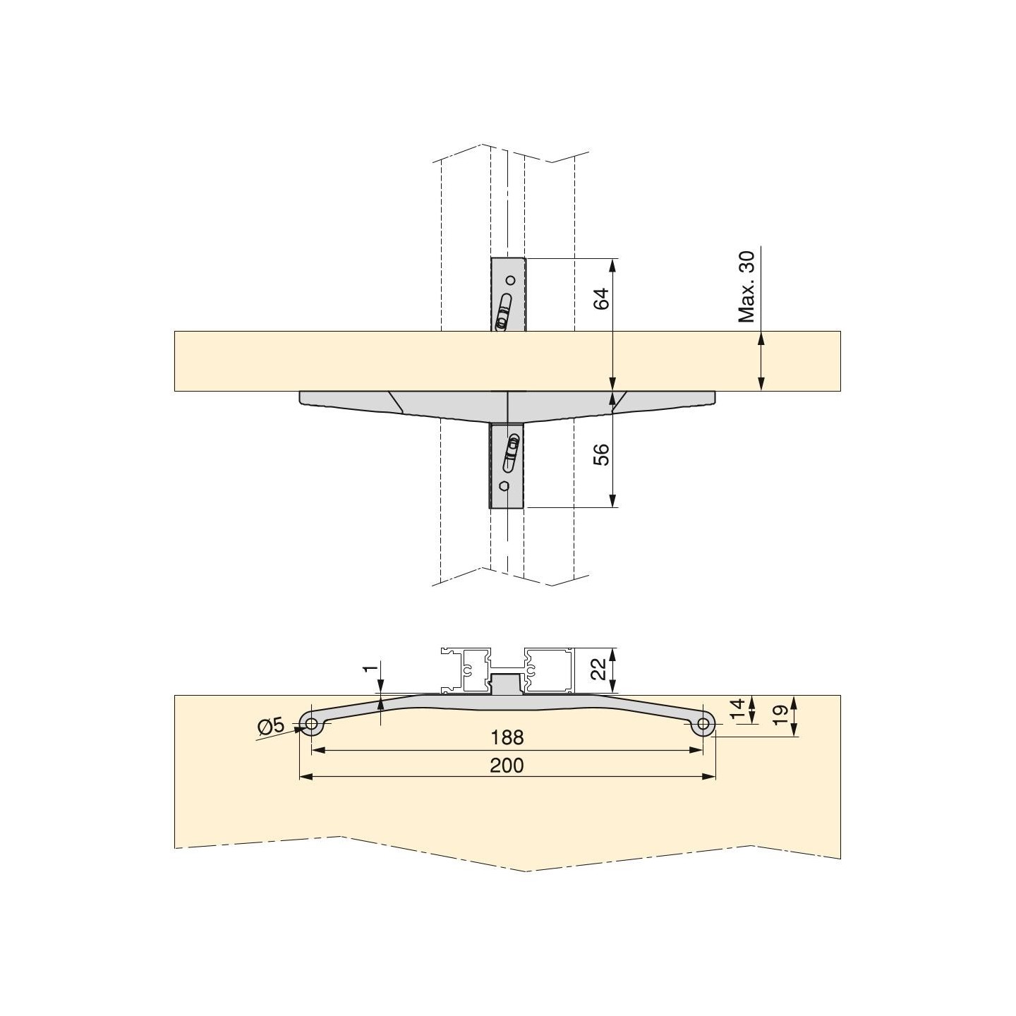 Set staffe Zero per 5 mensole in legno