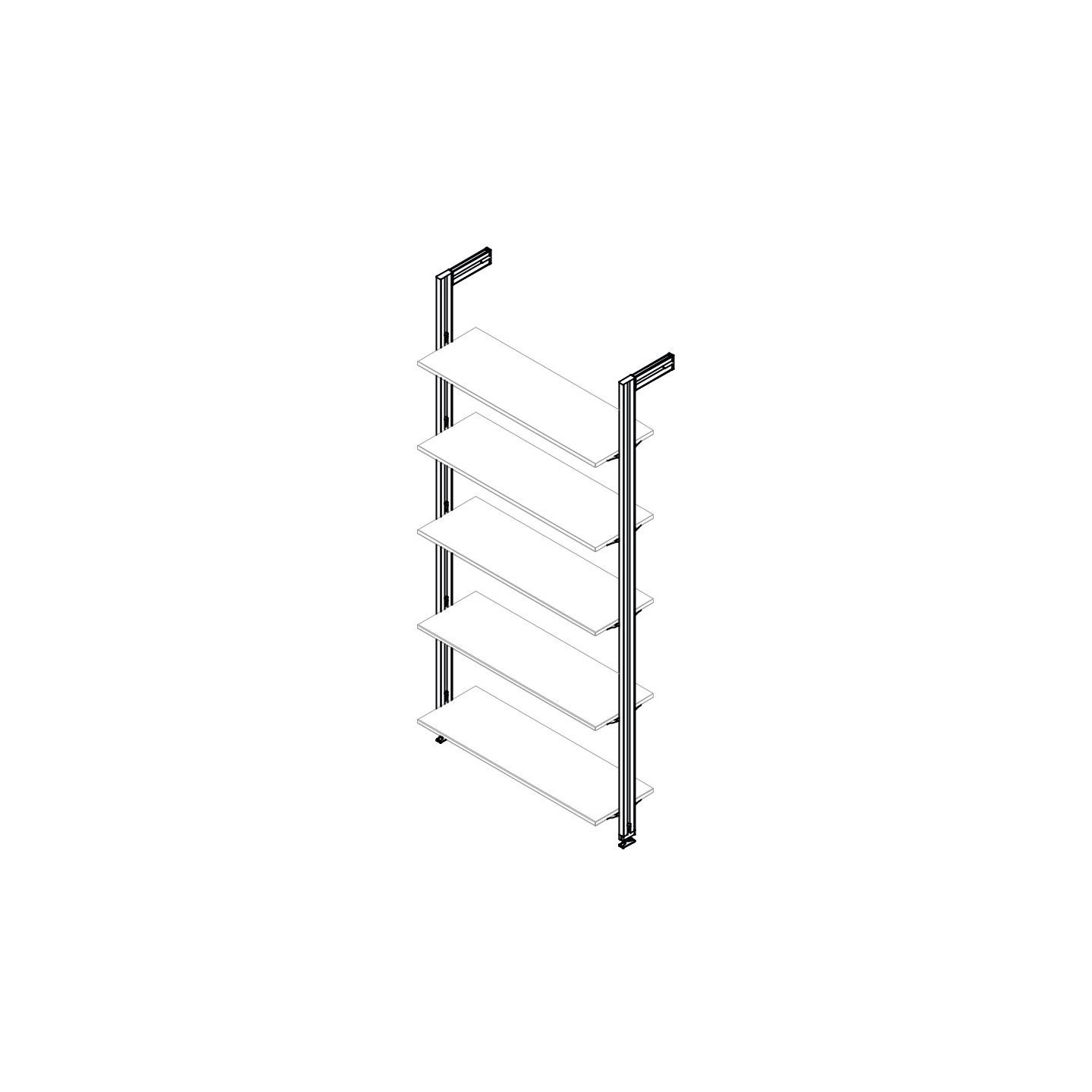 Set staffe Zero per 5 mensole in legno