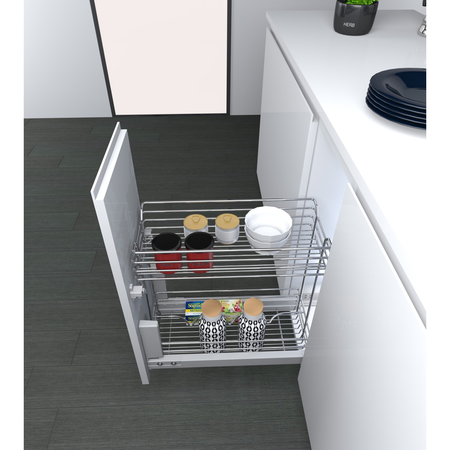 Cesto estraibile a due ripiani