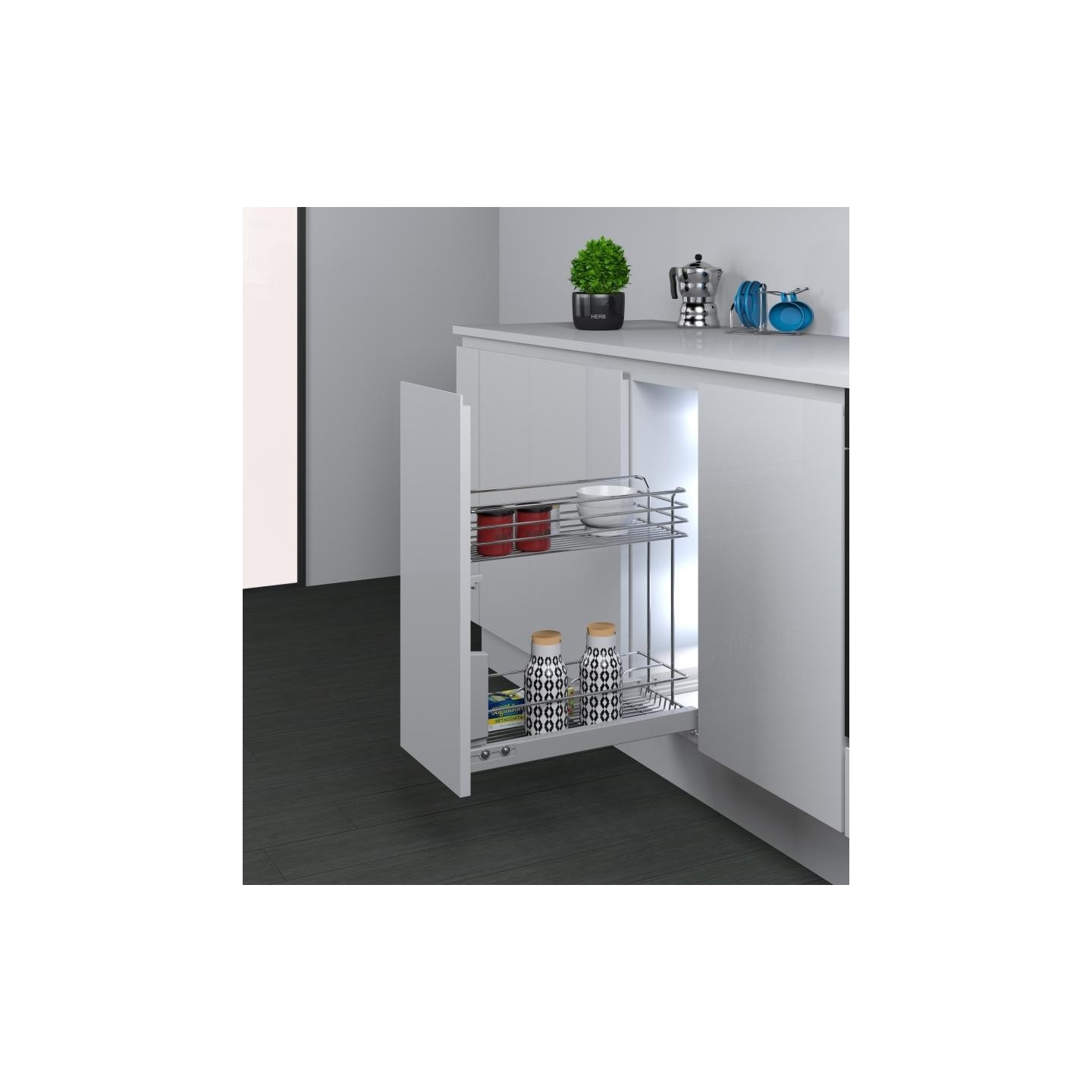 Cesto estraibile a due ripiani