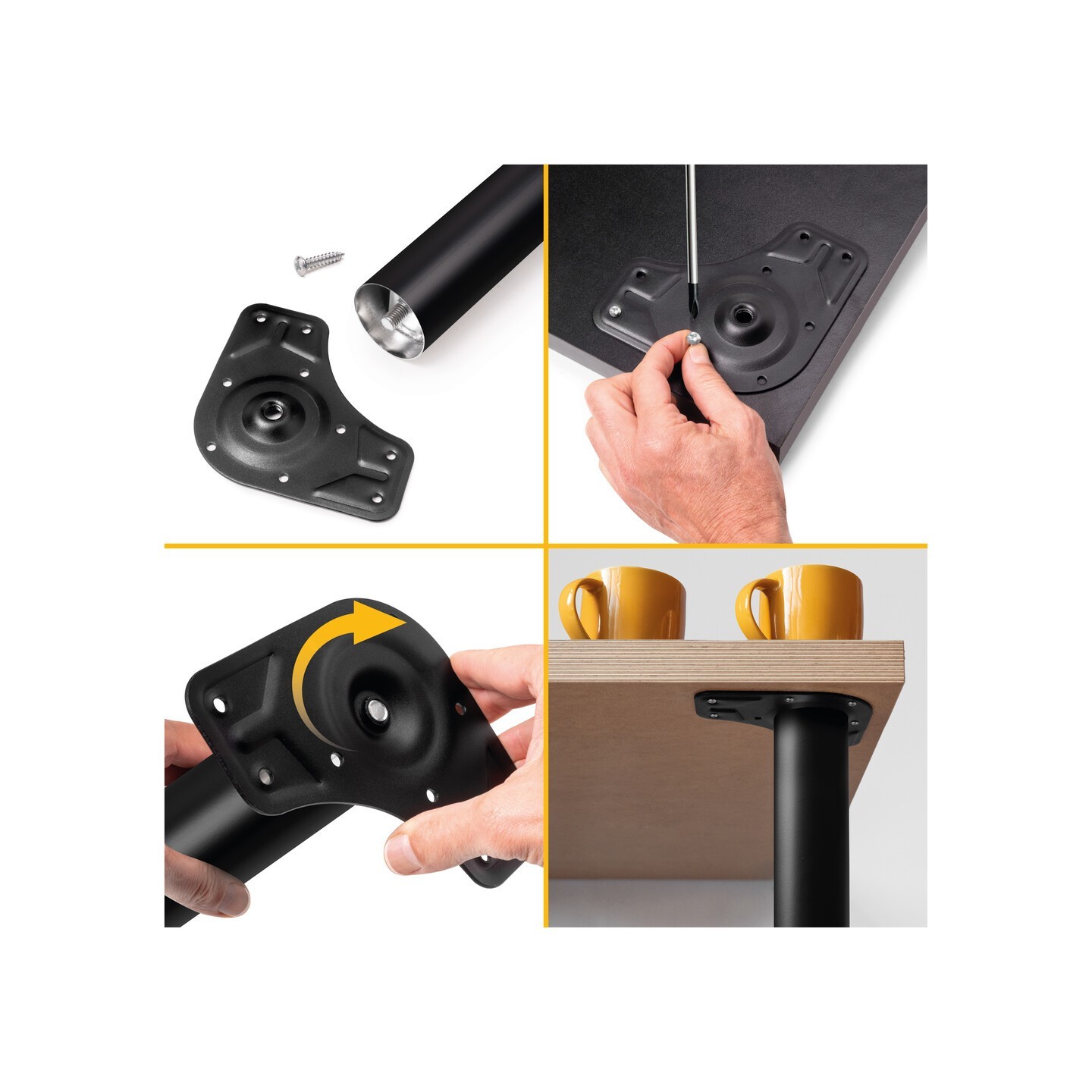 KIT 4 GAMBE TAVOLO NERO Ø60X710