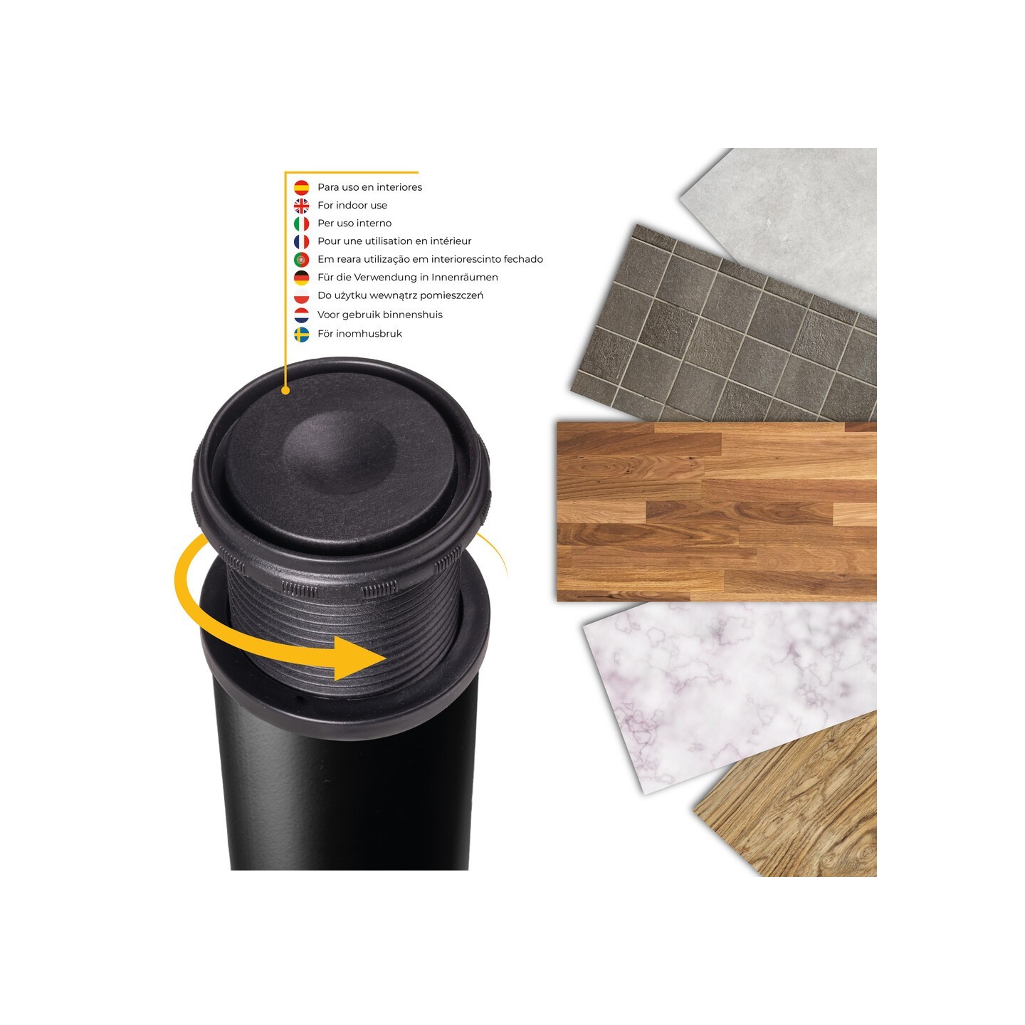 KIT 4 GAMBE TAVOLO NERO Ø60X710