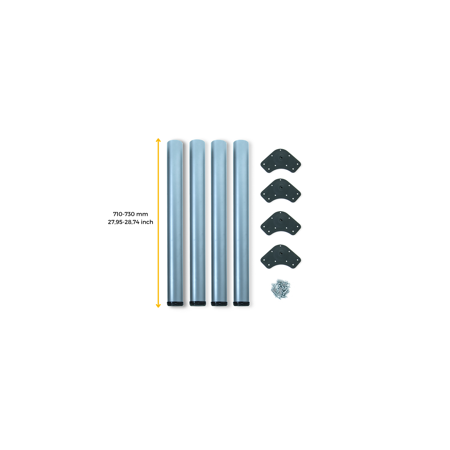 KIT 4 GAMBE TAVOLO VER.ALLUM. Ø60X710