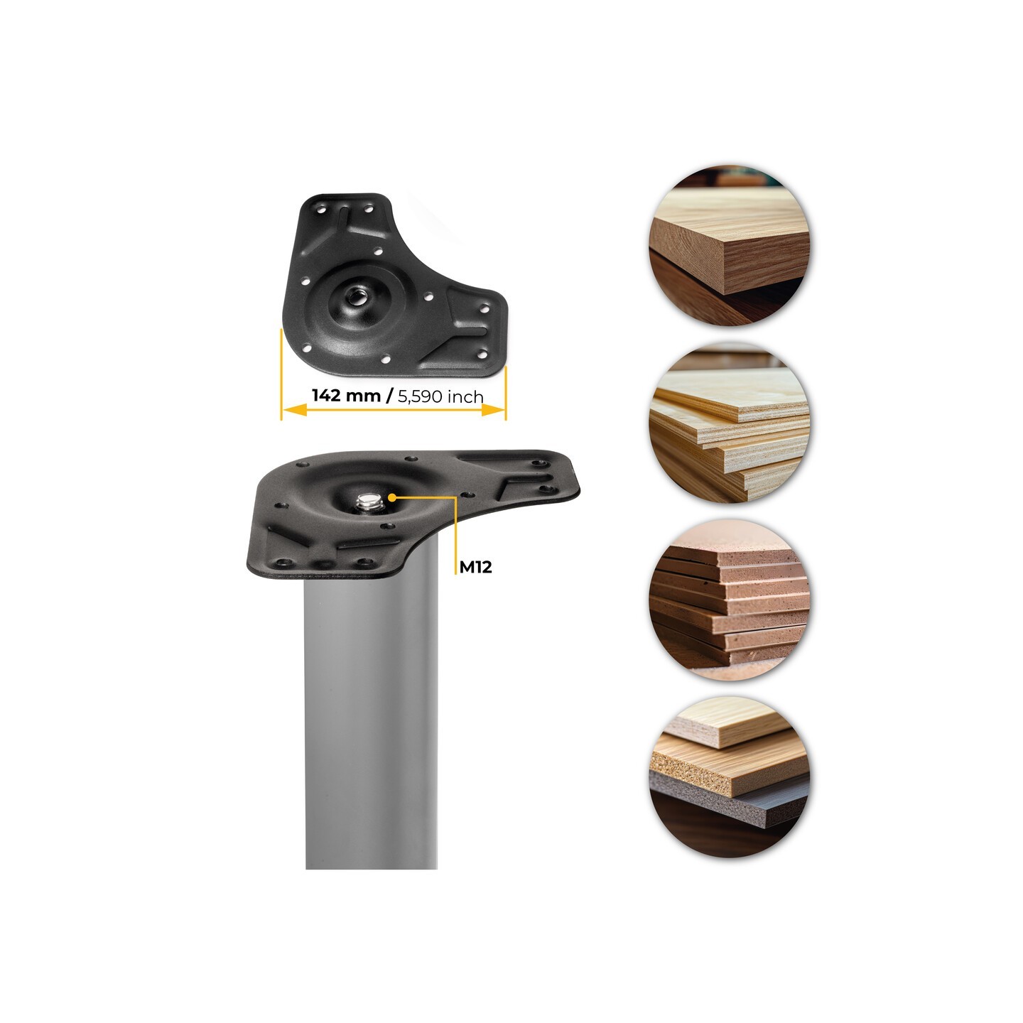 KIT 4 GAMBE TAVOLO VER.ALLUM. Ø60X710