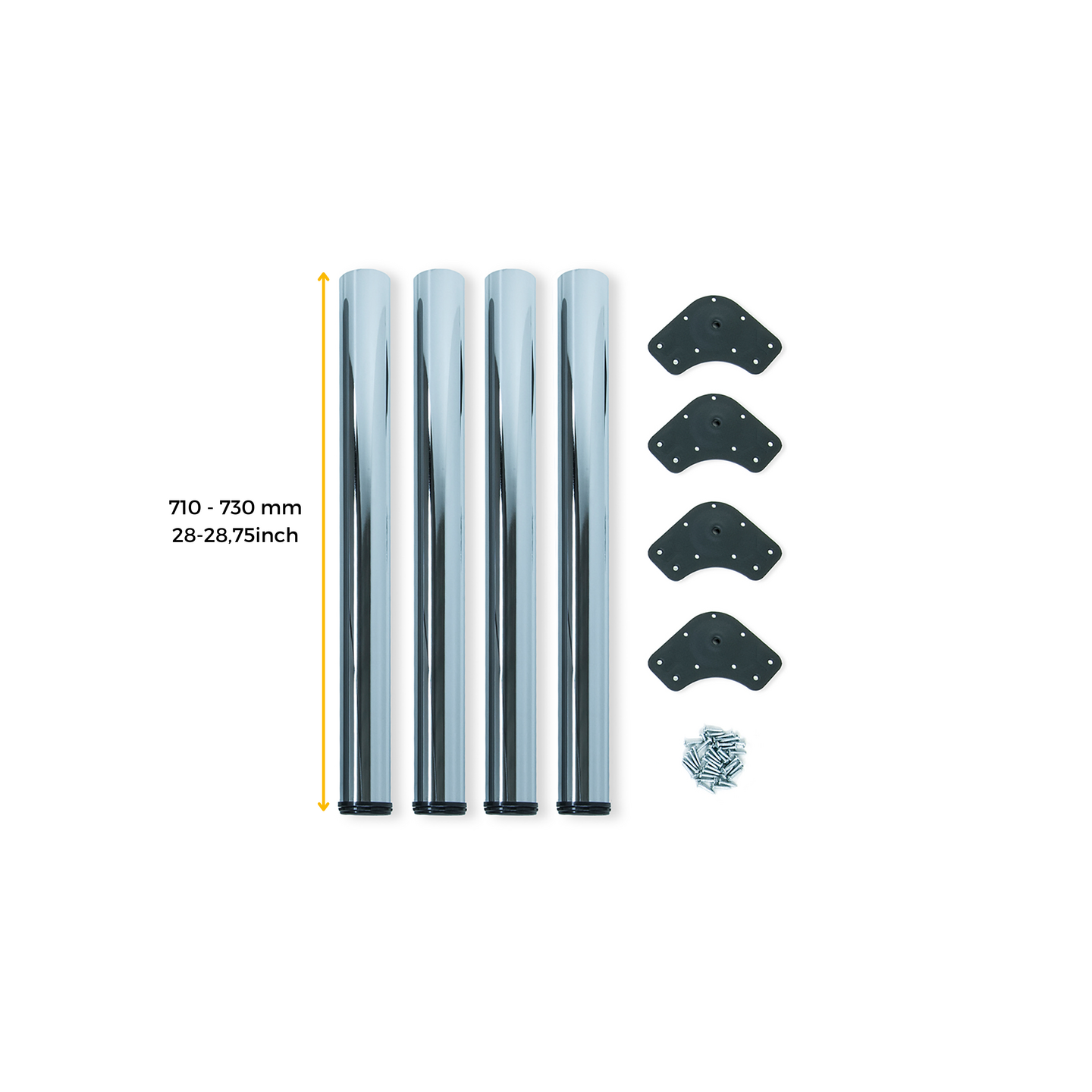 KIT 4 GAMBE TAVOLO CR.LUCIDO Ø60X710