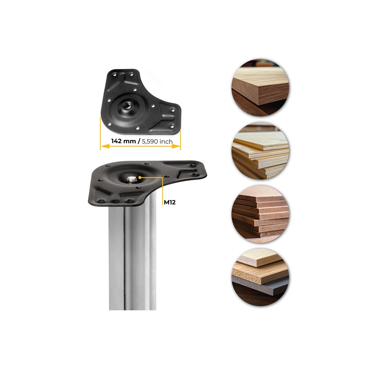 KIT 4 GAMBE TAVOLO CR.LUCIDO Ø60X710