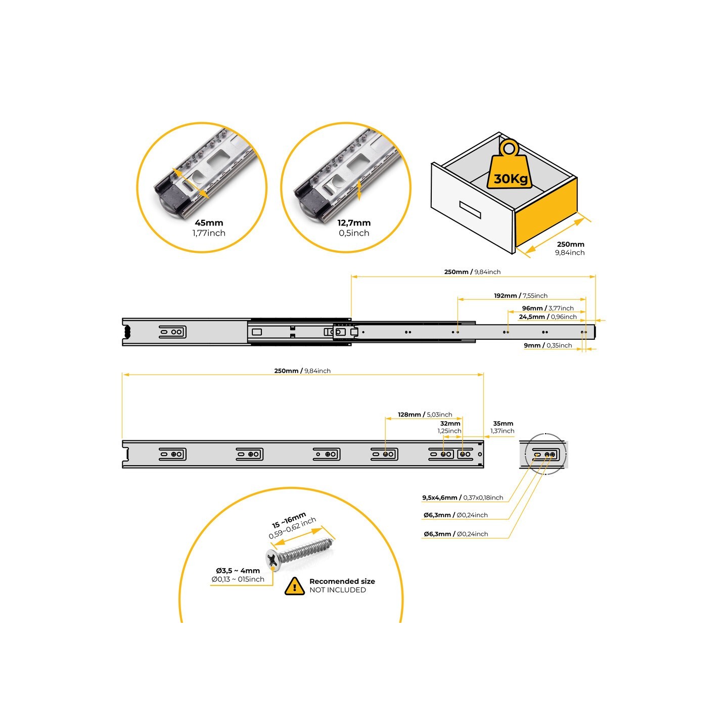 GUIDA E.T. A SF.45 ZINC. MM 250