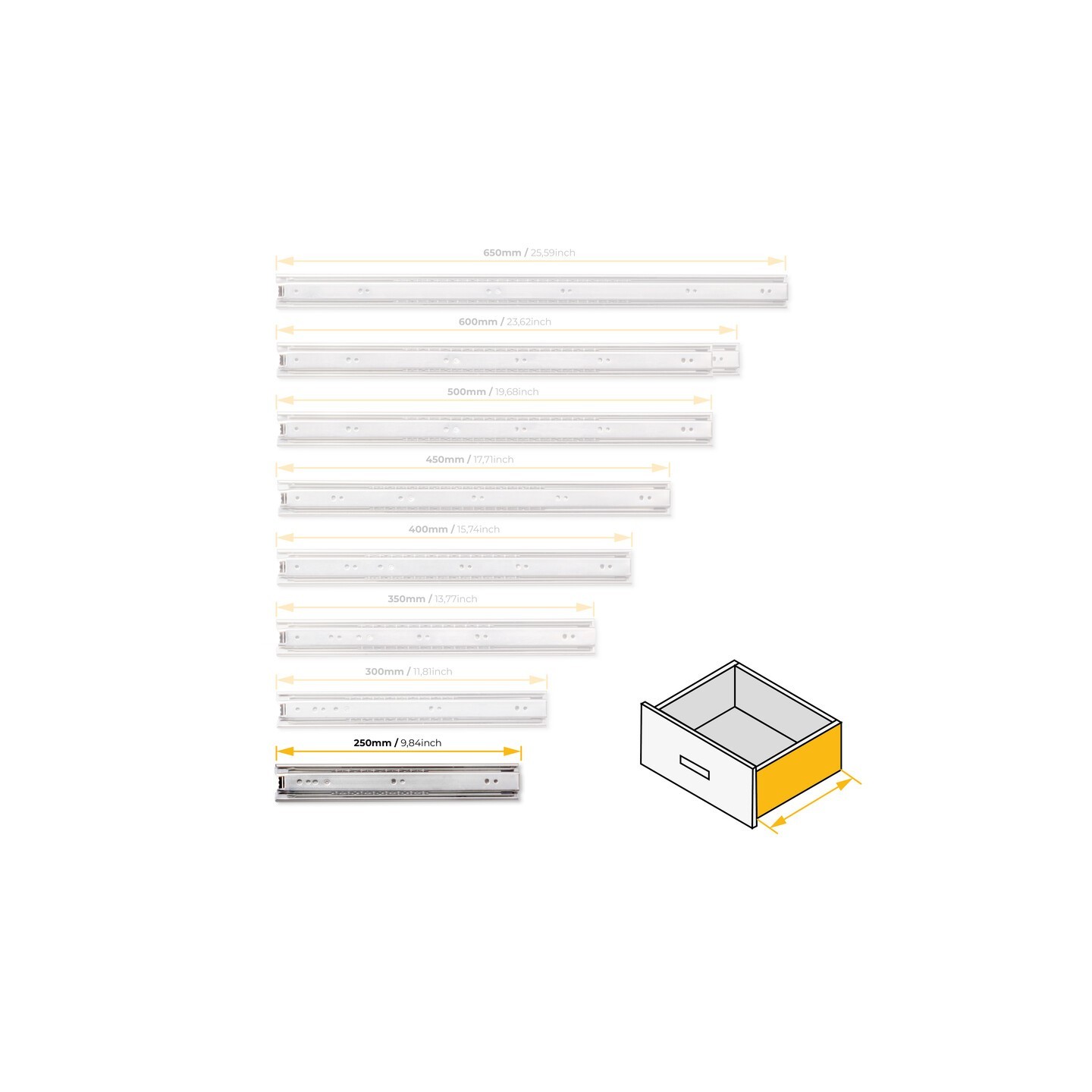 GUIDA E.T. A SF.45 ZINC. MM 250