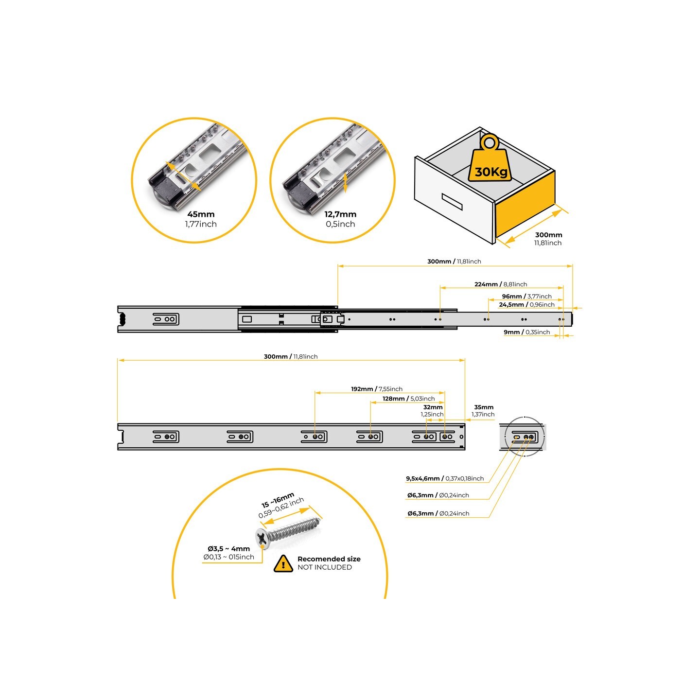 GUIDA E.T. A SF.45 ZINC. MM 300