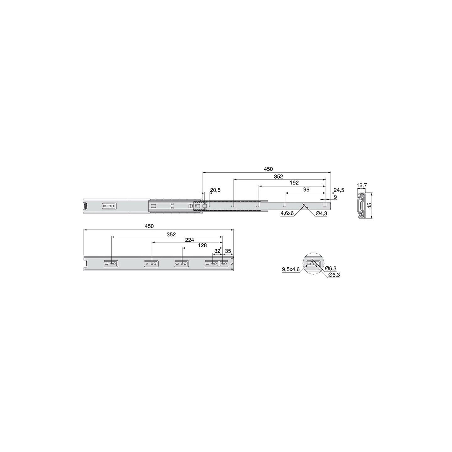 GUIDA E.T. A SF.45 ZINC. MM 450