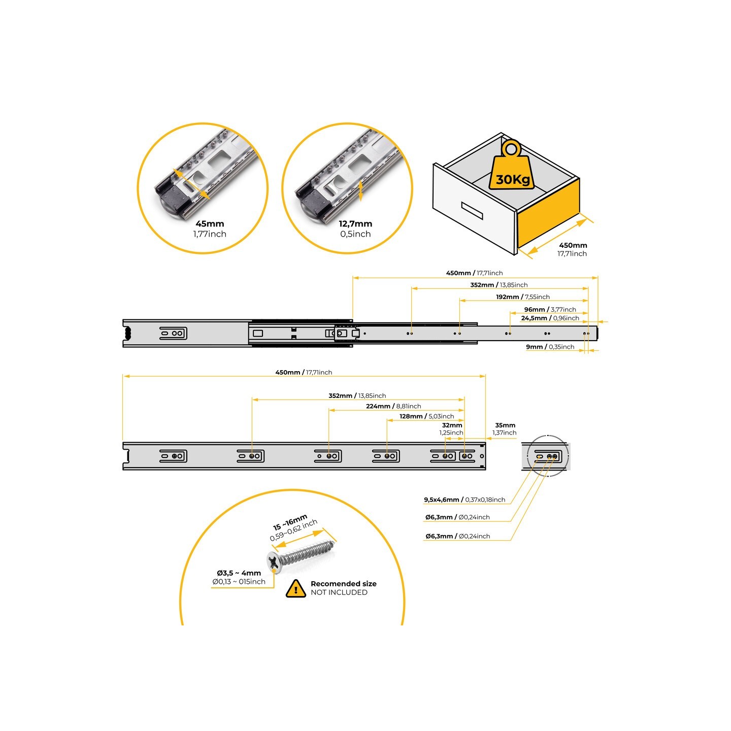 GUIDA E.T. A SF.45 ZINC. MM 450