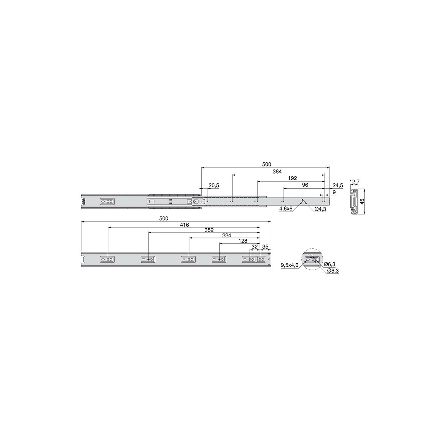 GUIDA E.T. A SF.45 ZINC. MM 500