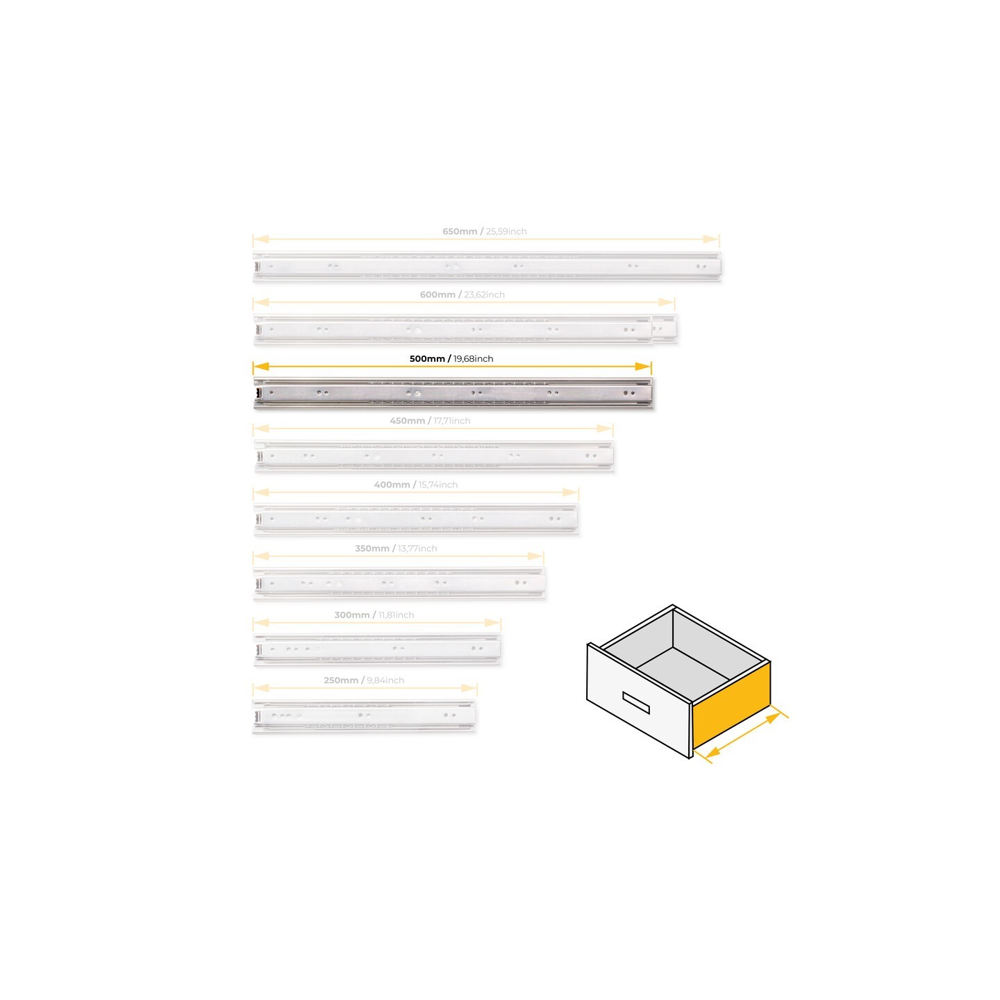 GUIDA E.T. A SF.45 ZINC. MM 500