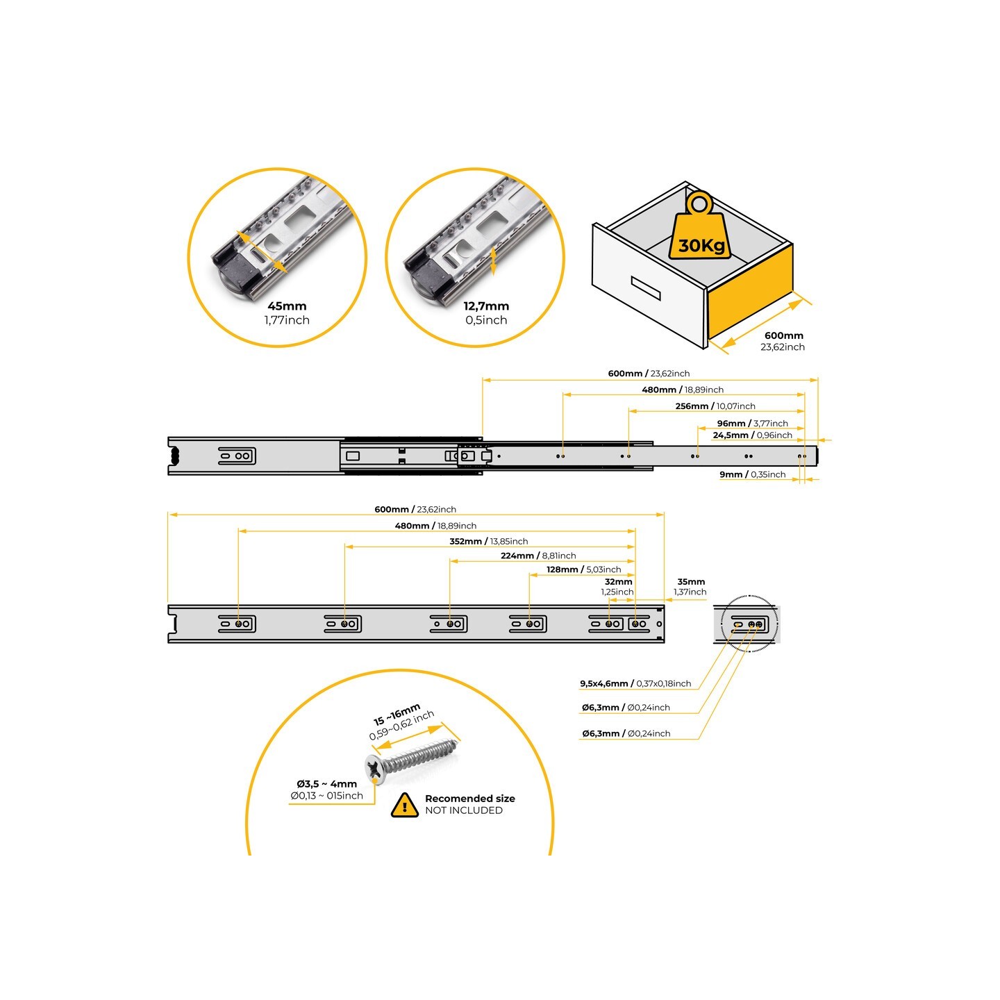 GUIDA E.T. A SF.45 ZINC. MM 600