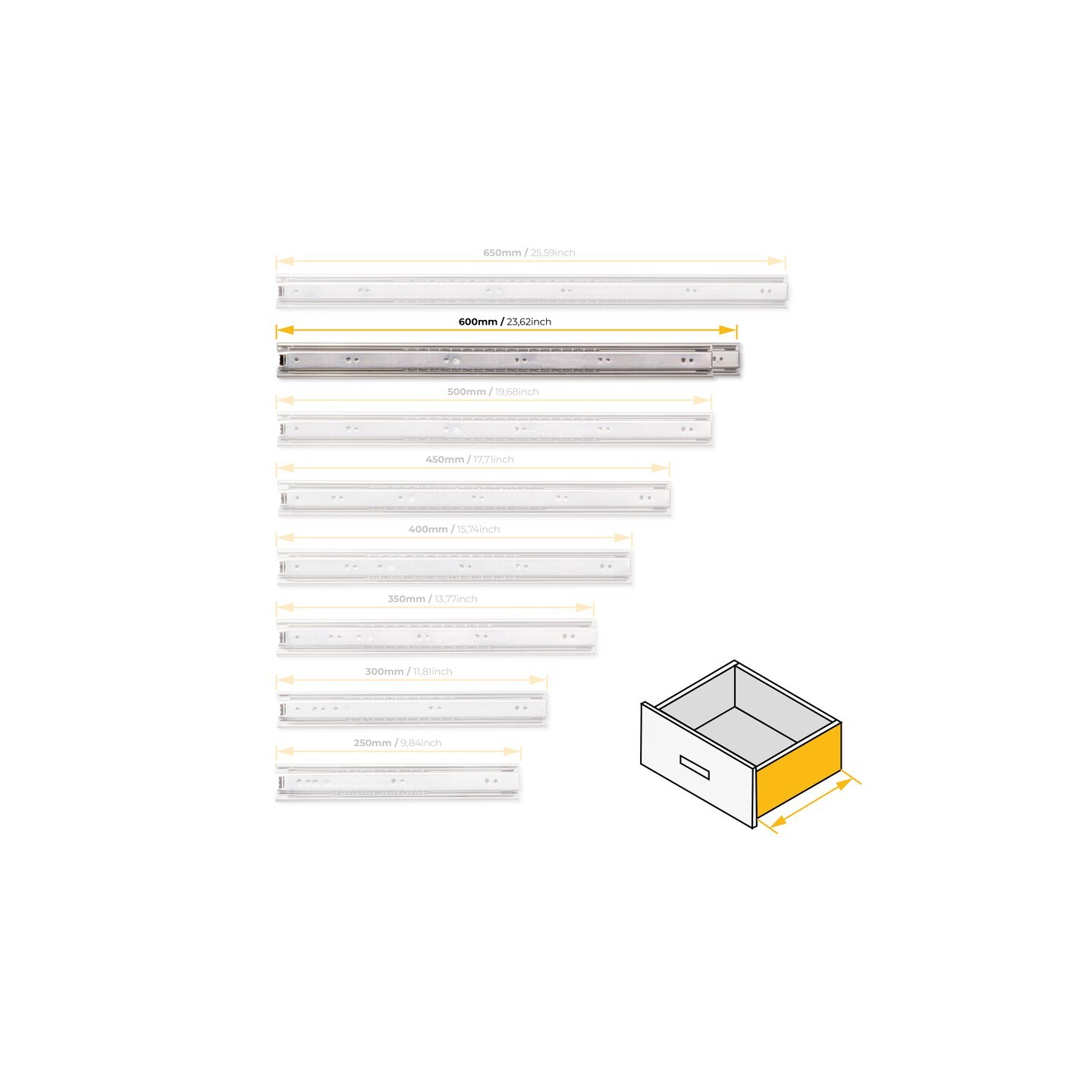 GUIDA E.T. A SF.45 ZINC. MM 600