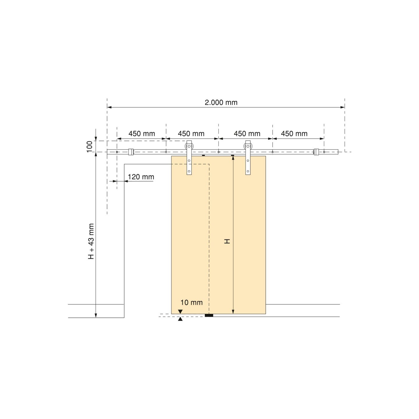 BARN PORTA SCOR. RUSTICO NERO 2MT