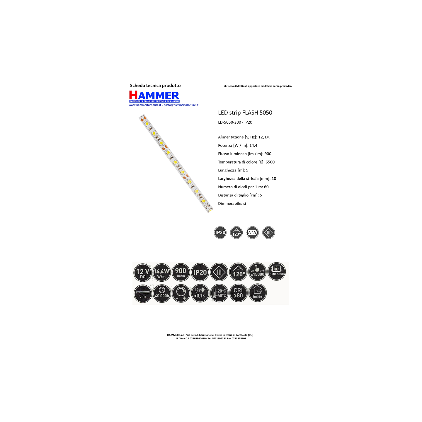 Stripled 5050 14,4W/mt 12V