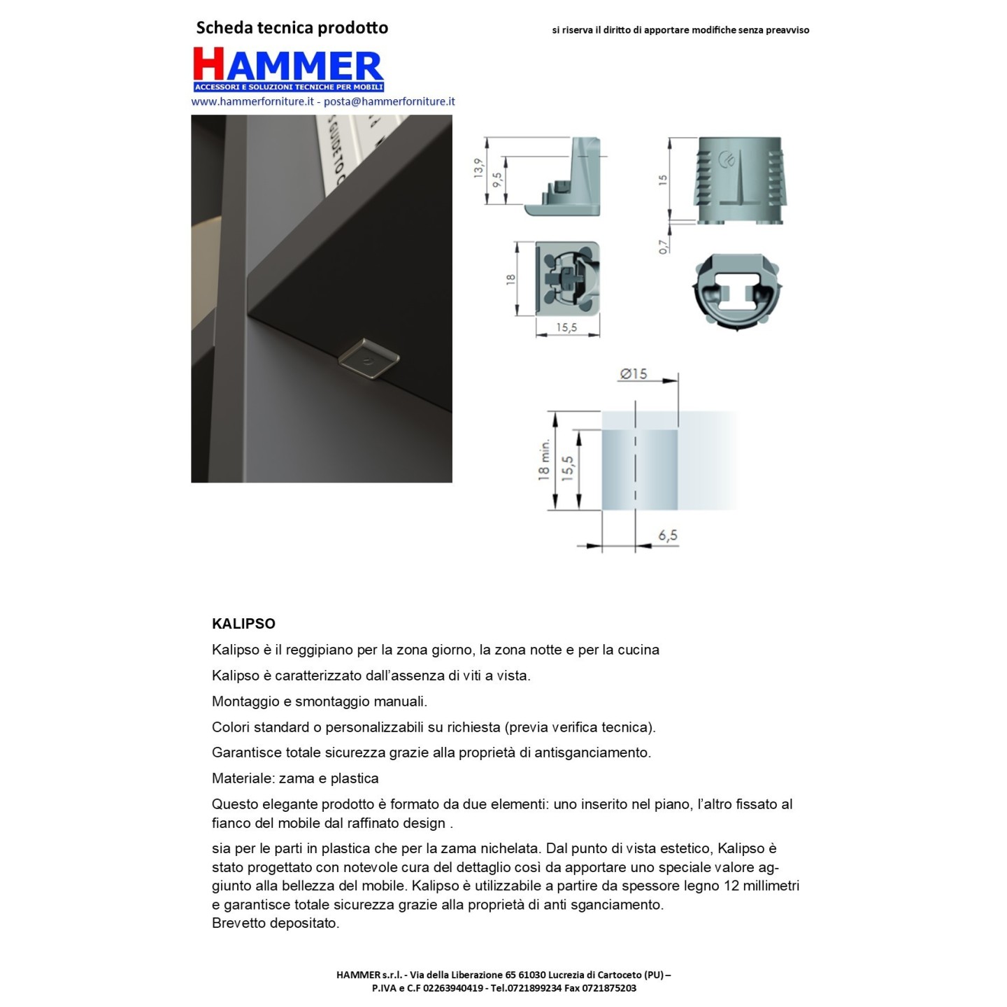 Giunti interparete Kalipso Ø15